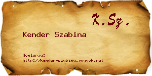 Kender Szabina névjegykártya